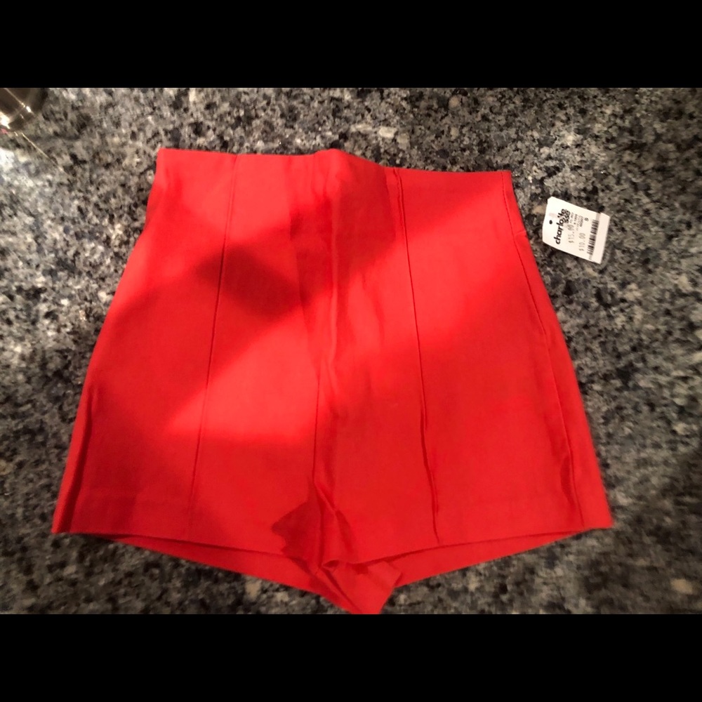 Coral High-Waisted Shorts